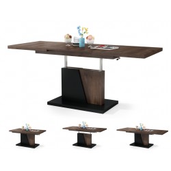 GRAND NOIR bruin eiken / zwart, uitschuifbare tafel