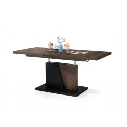 GRAND NOIR bruin eiken / zwart, uitschuifbare tafel