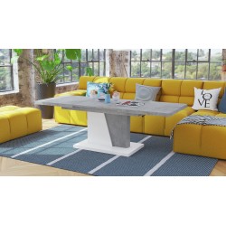 GRAND NOIR beton / wit, uitschuifbare tafel
