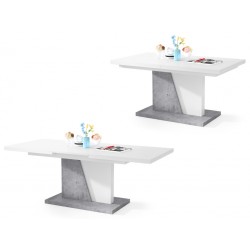 NOIR wit / beton, uitschuifbare salontafel