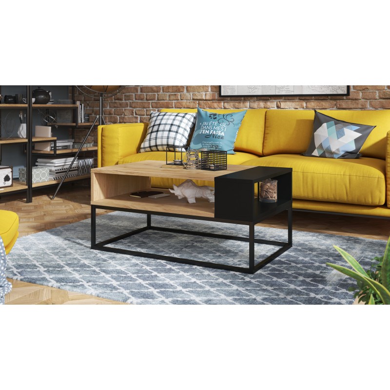 LYNX gouden eik / zwart, salontafel, modern, loft