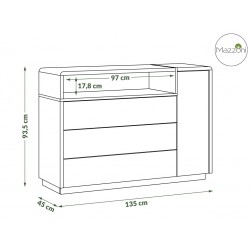 FOLK OS 1 kast wit hoogglans en mat / beton, ladekast