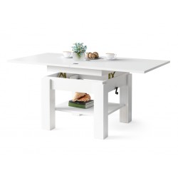 CLEO witte, uitschuifbare salontafel