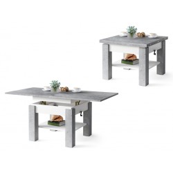 CLEO beton/wit, uitschuifbare salontafel
