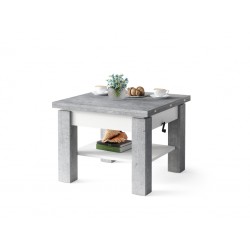 CLEO beton/wit, uitschuifbare salontafel