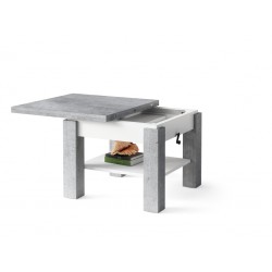 CLEO beton/wit, uitschuifbare salontafel