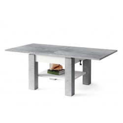 CLEO beton/wit, uitschuifbare salontafel