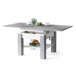 CLEO beton/wit, uitschuifbare salontafel