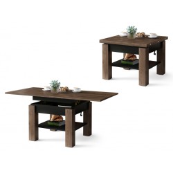 CLEO bruin eiken / zwart, uitschuifbare salontafel