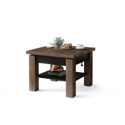 CLEO bruin eiken / zwart, uitschuifbare salontafel