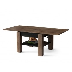 CLEO bruin eiken / zwart, uitschuifbare salontafel