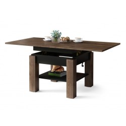 CLEO bruin eiken / zwart, uitschuifbare salontafel
