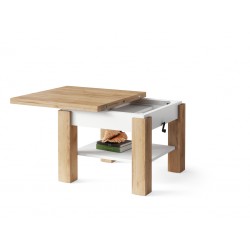 CLEO gouden eiken / wit, uitschuifbare salontafel