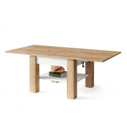 CLEO gouden eiken / wit, uitschuifbare salontafel