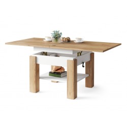 CLEO gouden eiken / wit, uitschuifbare salontafel