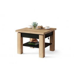 CLEO gouden eiken / zwart, uitschuifbare salontafel