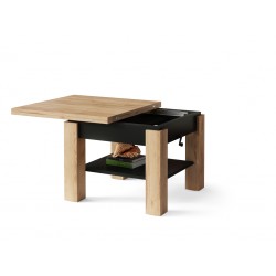 CLEO gouden eiken / zwart, uitschuifbare salontafel