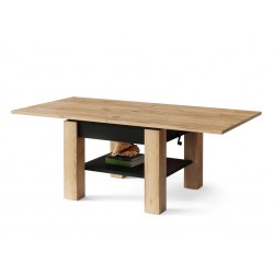 CLEO gouden eiken / zwart, uitschuifbare salontafel