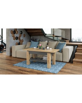 BRAVO  artisan eiken / antraciet - salontafel met plank, OPKLAPBAAR VERHOOGD