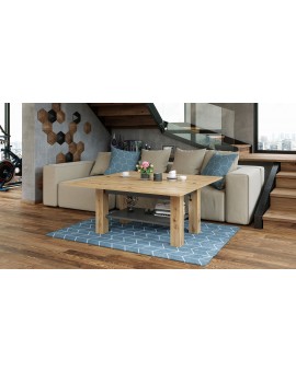 BRAVO  artisan eiken / antraciet - salontafel met plank, OPKLAPBAAR VERHOOGD