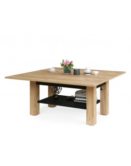 BRAVO  gouden eik "/ zwart - salontafel met plank, OPKLAPBAAR VERHOOGD