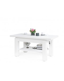 BRAVO  wit, salontafel met plank