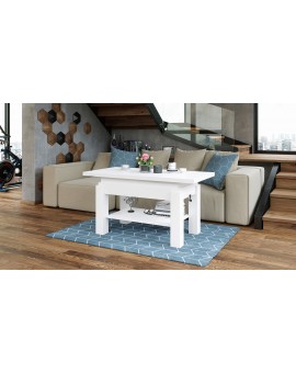 BRAVO  wit, salontafel met plank