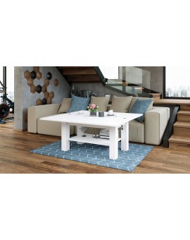 BRAVO  wit, salontafel met plank
