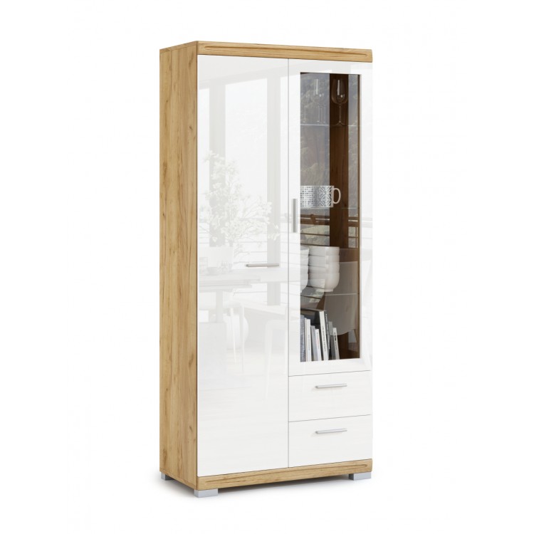 Ladekast SIMPLE KWD2SZ2 gouden eiken / wit glans