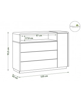 FOLK K-135 kast antraciet/eiken artisan, ladekast