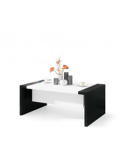 wit/zwart, opklapbare salontafel, in verstelbaar