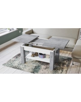 ASTORIA beton/wit, uitschuifbare tafel