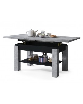 ASTORIA beton / zwart, uitschuifbare tafel