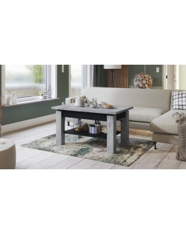 ASTORIA beton / zwart, uitschuifbare tafel
