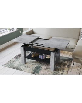 ASTORIA beton / zwart, uitschuifbare tafel