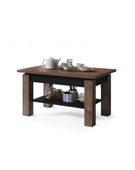 ASTORIA bruin eiken / zwart, uitschuifbare tafel