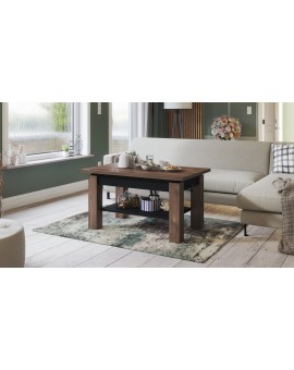 ASTORIA bruin eiken / zwart, uitschuifbare tafel