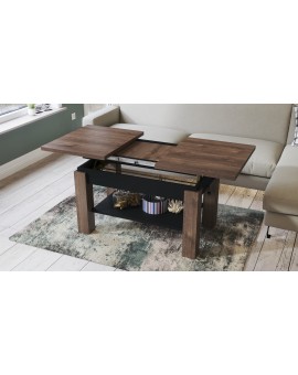 ASTORIA bruin eiken / zwart, uitschuifbare tafel