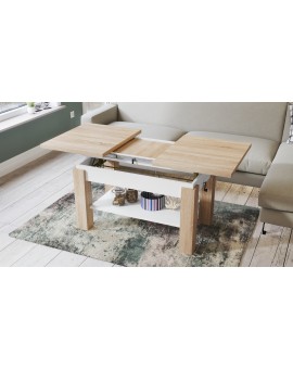 ASTORIA sonoma eiken / wit, uitschuifbare tafel
