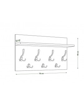 FINLO Elzenhout/ Grepen Glanzend Chroom - MODERNE MUURHANGER MET PLANK VOOR IN DE GANG 70 cm