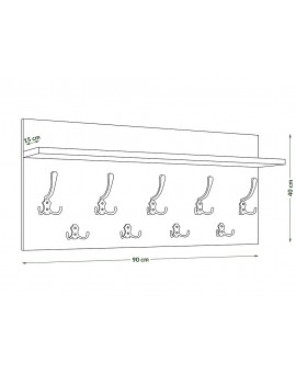 FINLO Gold Craft Oak/ Grepen Mat Zwart - MODERNE MUURHANGER MET PLANK VOOR IN DE GANG 90 cm