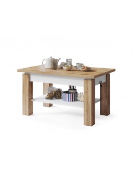 ASTORIA votan eiken / wit, opklapbare salontafel