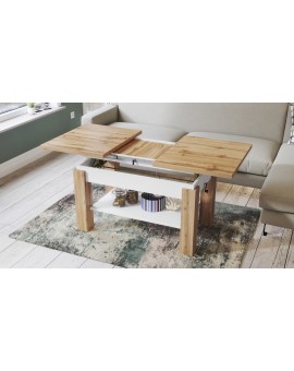 ASTORIA votan eiken / wit, opklapbare salontafel