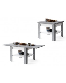 LEO Beton Millenium/ Mat Wit- KOFFIETAFEL MET UITKLAPBAAR BLAD