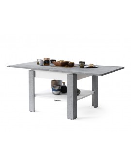 LEO Beton Millenium/ Mat Wit- KOFFIETAFEL MET UITKLAPBAAR BLAD
