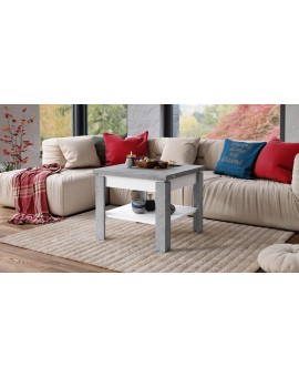 LEO Beton Millenium/ Mat Wit- KOFFIETAFEL MET UITKLAPBAAR BLAD