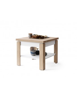 LEO Sonoma Eiken/Mat Wit - KOFFIETAFEL MET UITKLAPBAAR BLAD