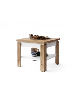 LEO Votan Eiken/Mat Wit - KOFFIETAFEL MET UITKLAPBAAR BLAD