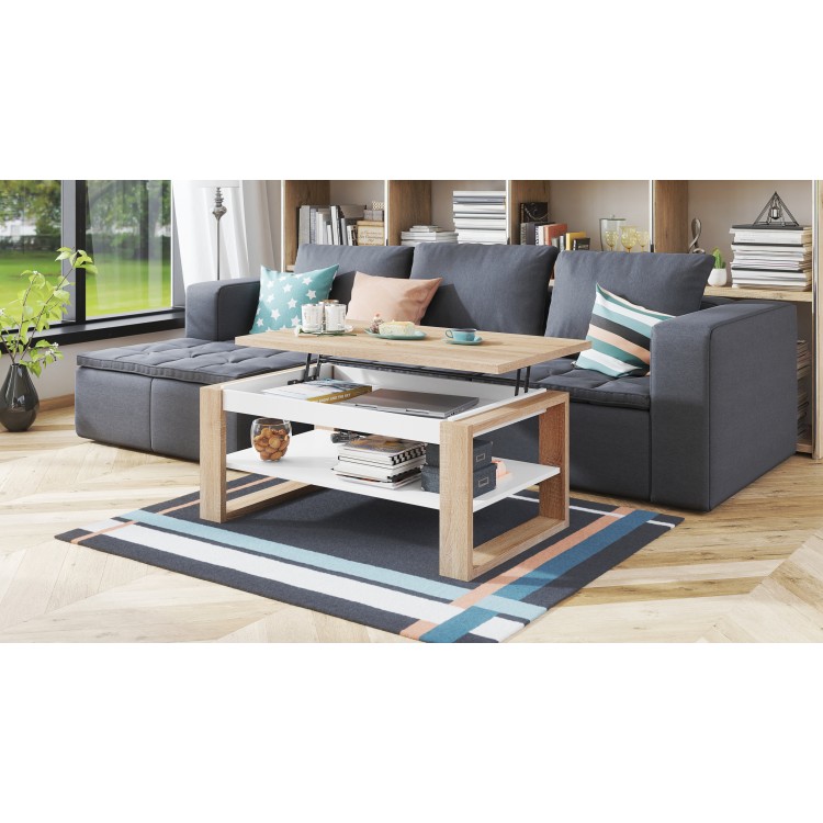 NUO sonoma eiken / wit, salontafel NUO sonoma eiken / wit, salontafel