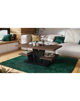 VIVA MAT Bruin eik/Zwart - MODERNE KOFFIE TAFEL MET SCHAPPEN
